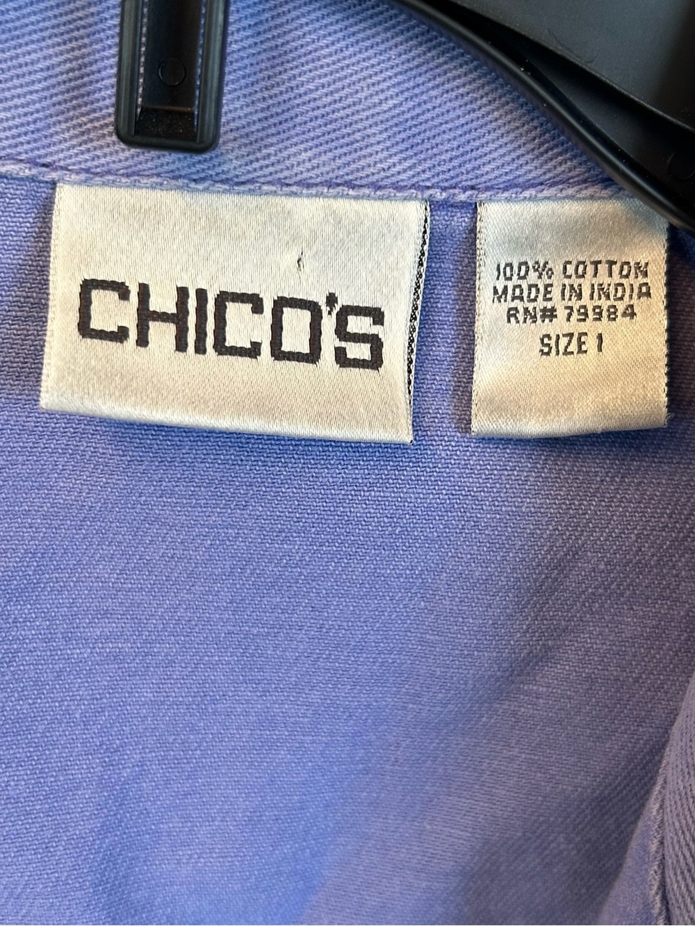 Chico's Periwinkle Blue Lightweight Cotton Jacket Size 1/Medium - Picture 4 of 5